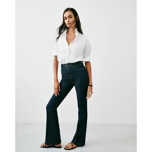 SPANX SPANXshape Original EveryWear High-Rise Flare Jeans in Raw Indigo Size L